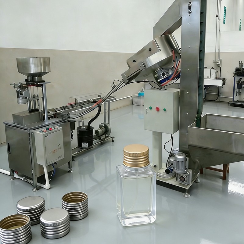 Linija za proizvodnjo pokrovčkov z navojem za ustekleničene parfume